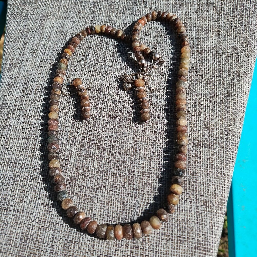 Jay King DTR golden sapphire necklace and earrings set in 925 Sterling Silver, - Picture 3 of 7